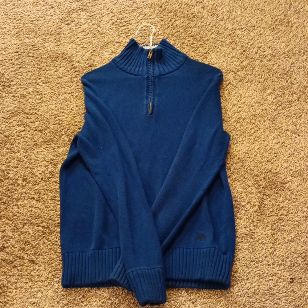Blue/White zip-up sweater
